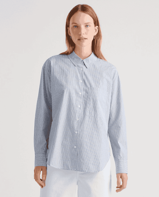 100% Organic Cotton Poplin Long Sleeve Boyfriend Shirt