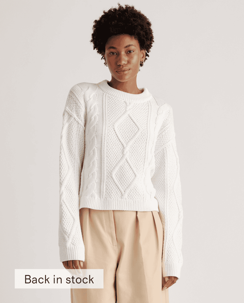 100% Organic Cotton Cropped Cable Crew Sweater
