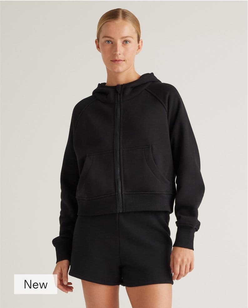 Organic Heavyweight Fleece Cropped Full Zip Hoodie