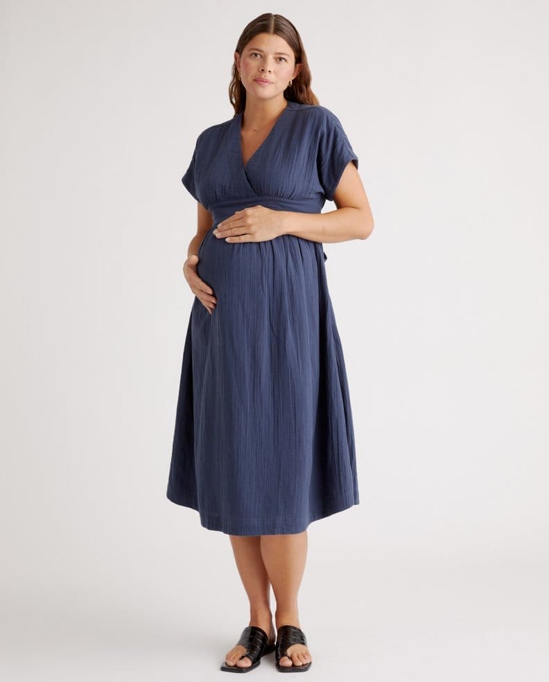 Organic Cotton Gauze Maternity Midi Dress