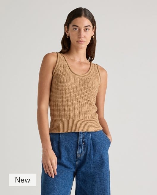 100% Organic Cotton Waffle Stitch Sweater Tank