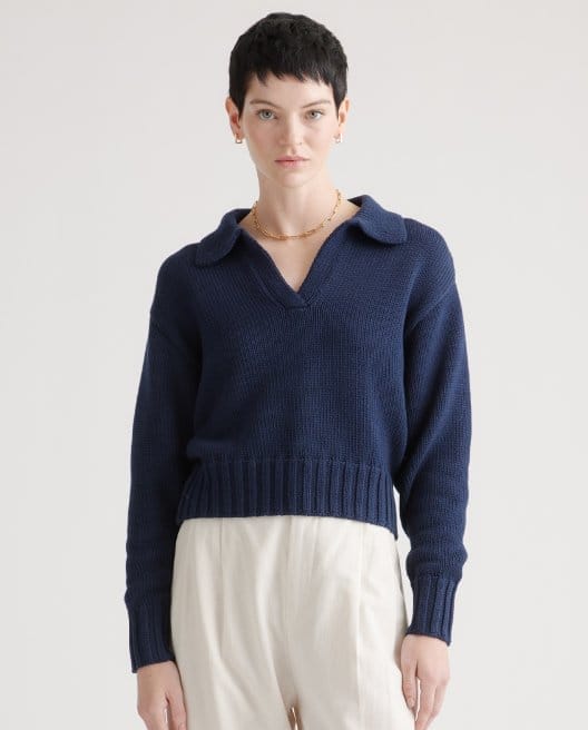 100% Organic Cropped Cotton Polo Sweater