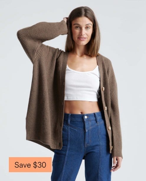 Mongolian Cashmere Boyfriend Cardigan