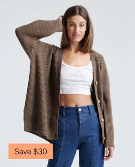 Mongolian Cashmere Oversized Boyfriend Cardigan Sweater