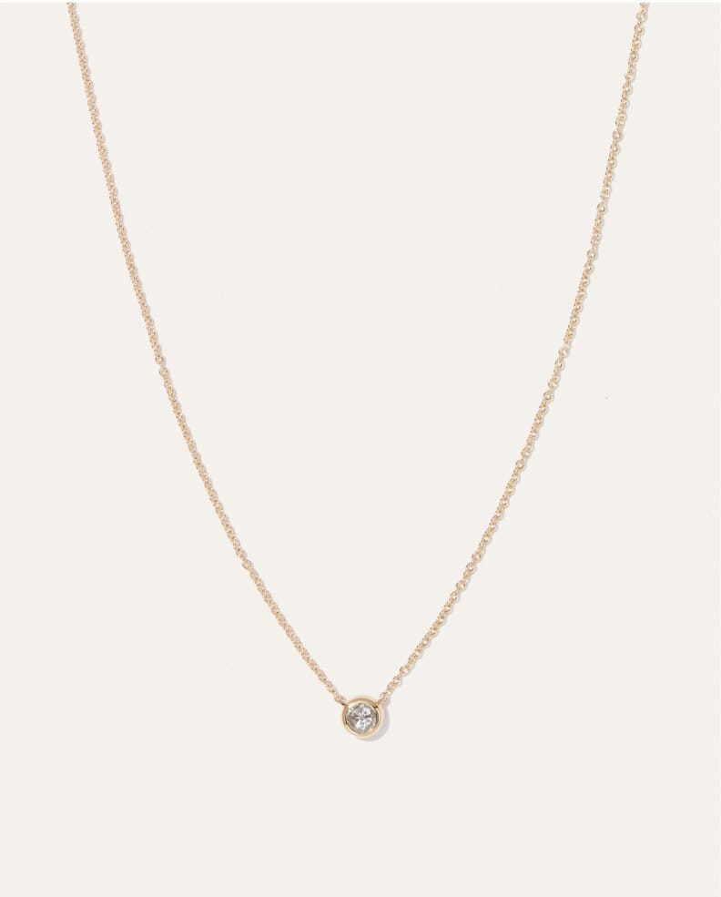 14K Gold Diamond Bezel Necklace