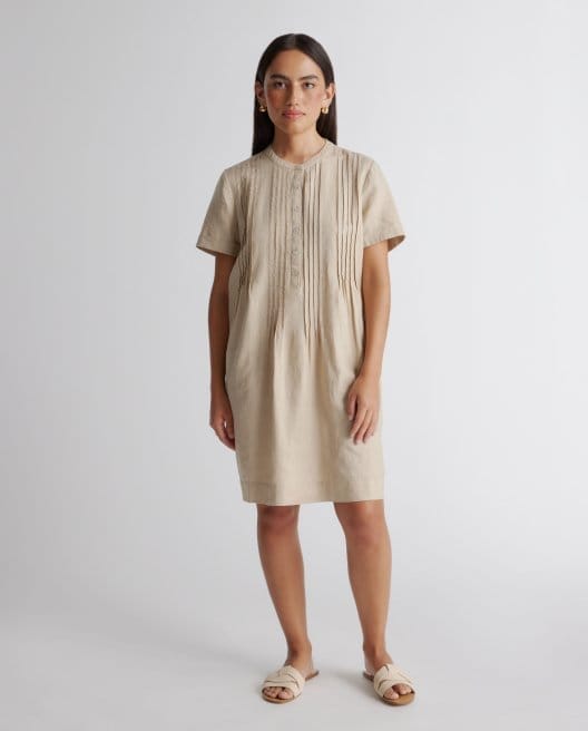 100% European Linen Short Sleeve Swing Dress