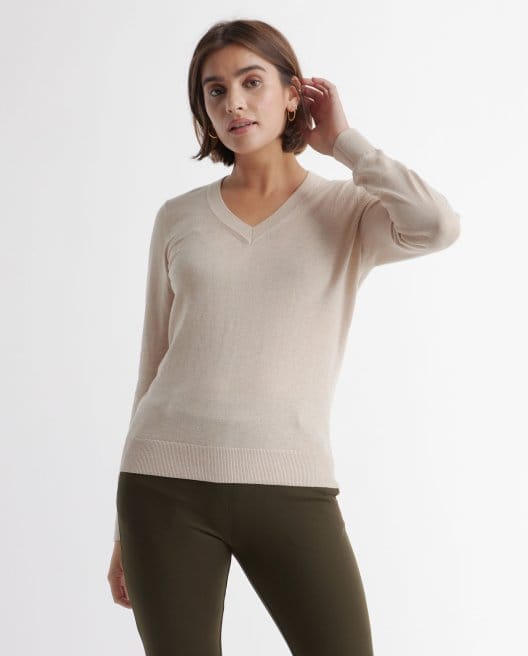 Lightweight Cotton Cashmere V-Neck Sweater