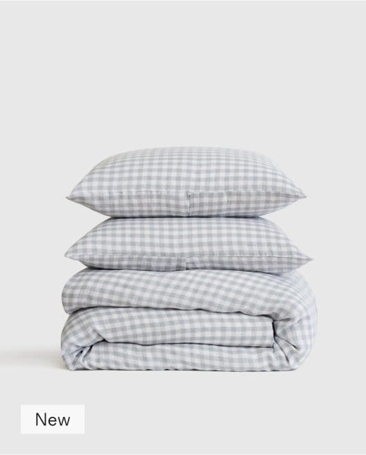 European Linen Gingham Duvet Cover Set