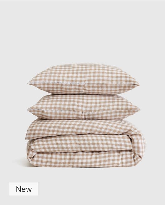 European Linen Gingham Duvet Cover Set