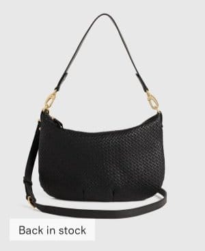 Italian Leather Convertible Crescent Handwoven Shoulder Bag