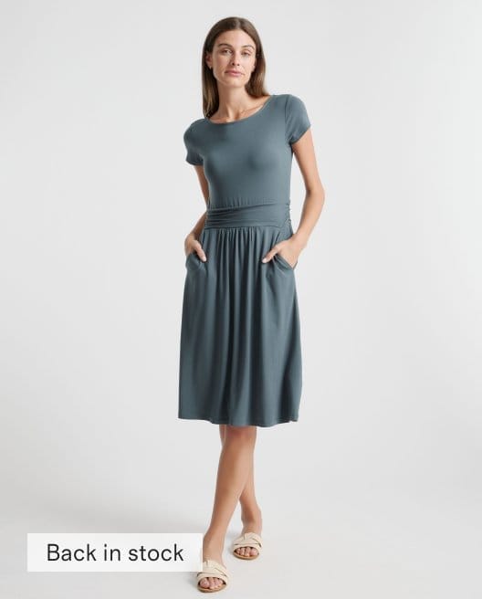 Tencel Jersey Ruched Waist Dress