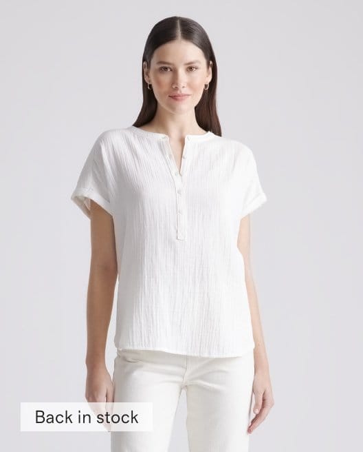 100% Organic Cotton Gauze Roll Sleeve Shirt