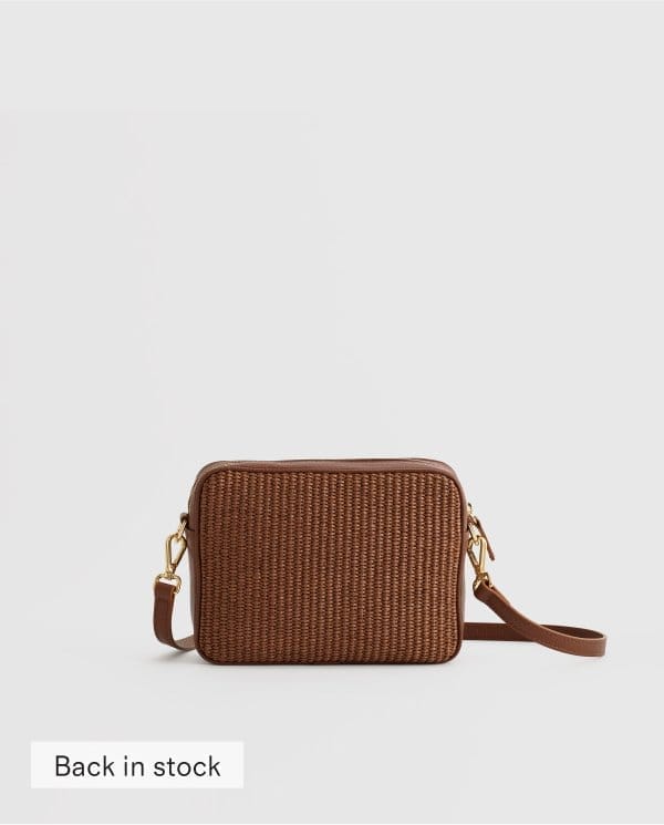 Italian Leather & Raffia Crossbody