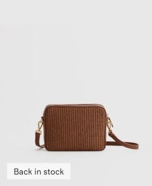 Italian Leather & Raffia Crossbody