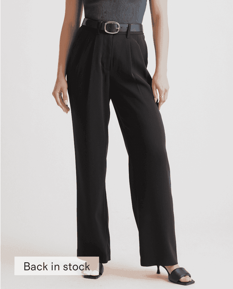 Stretch Crepe Pleated Wide Leg Pant