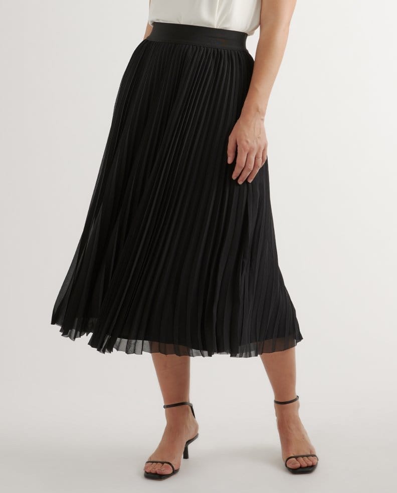 Chiffon Pleated Midi Skirt