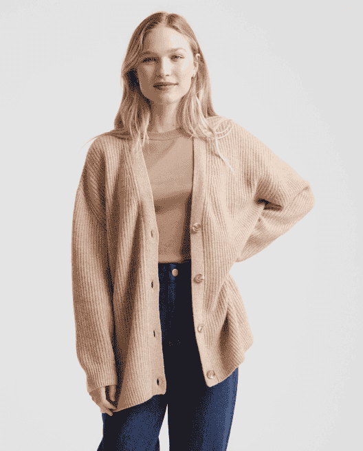 Mongolian Cashmere Oversized Boyfriend Cardigan Sweater