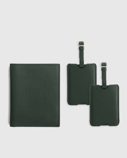 Nappa Leather RFID Blocking Passport Holder & Luggage Tags Set