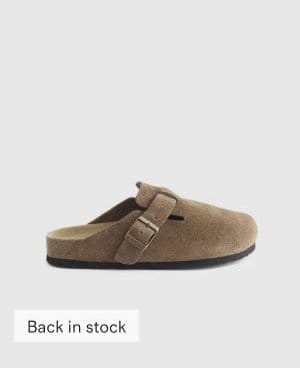 Water Repellent Suede Clog Mule