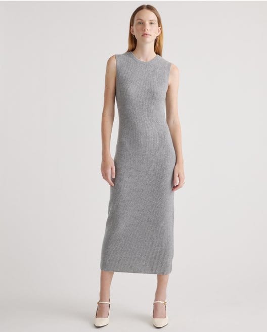 Mongolian Cashmere Sleeveless Midi Sweater Dress