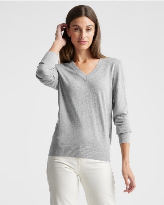 Lightweight Cotton Cashmere V-Neck Sweater