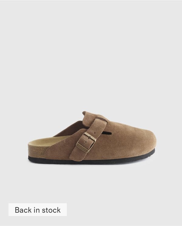 Water Repellent Suede Clog Mule