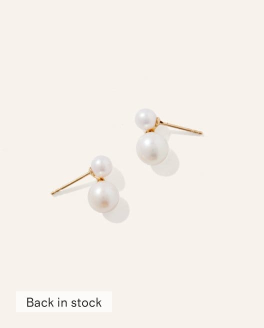 14K Gold Pearl Drop Earrings