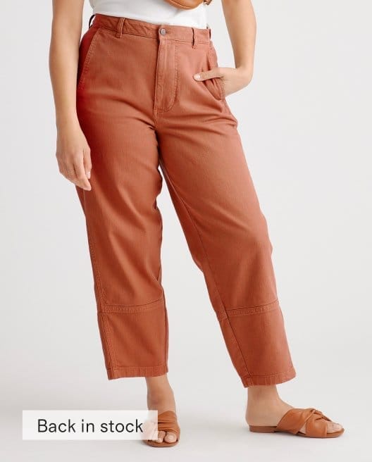 Organic Stretch Cotton Twill Barrel Pant