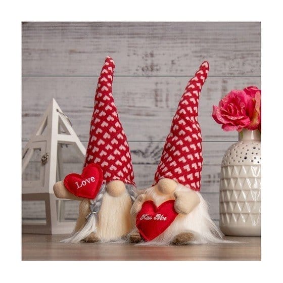 Northlight Lighted Boy Valentine's Gnome with Kiss Me Heart