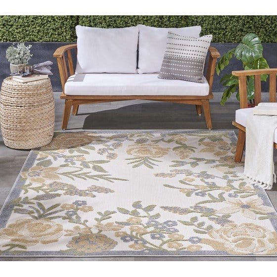 Nourison Home Rose Border Indoor/Outdoor 5.3' x 7' Rug