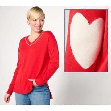 Studio Park x Amy Stran Galentine's V-Neck Heart Sleeve Sweater