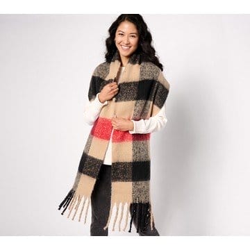 Sprigs 93X14" Oversized Check Fringe Scarf