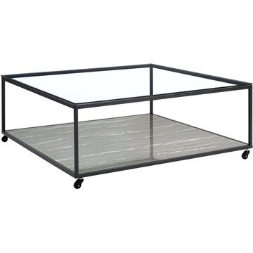 Yasmin Black and Gray Glass Square Coffee Table