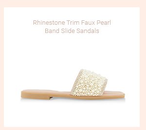 Rhinestone Trim Faux Pearl Band Slide Sandals