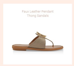 Faux Leather Pendant Thong Sandals