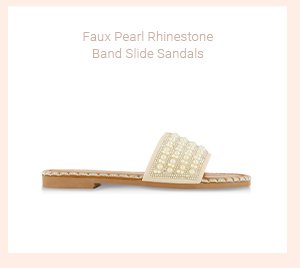 Faux Pearl Rhinestone Band Slide Sandals