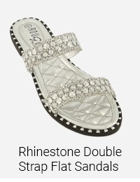 Rhinestone Double Strap Flat Sandals