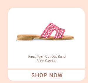 Faux Pearl Cut Out Band Slide Sandals