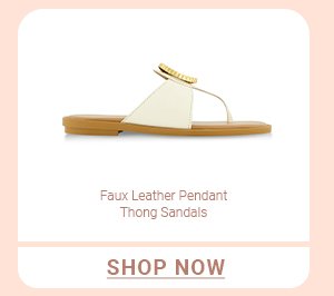 Faux Leather Pendant Thong Sandals