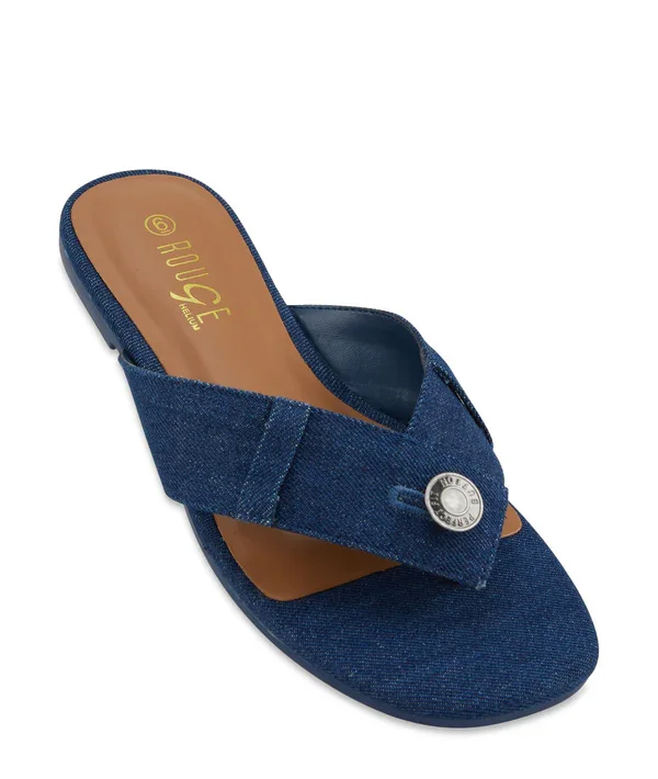 Denim Thong Slide Sandals