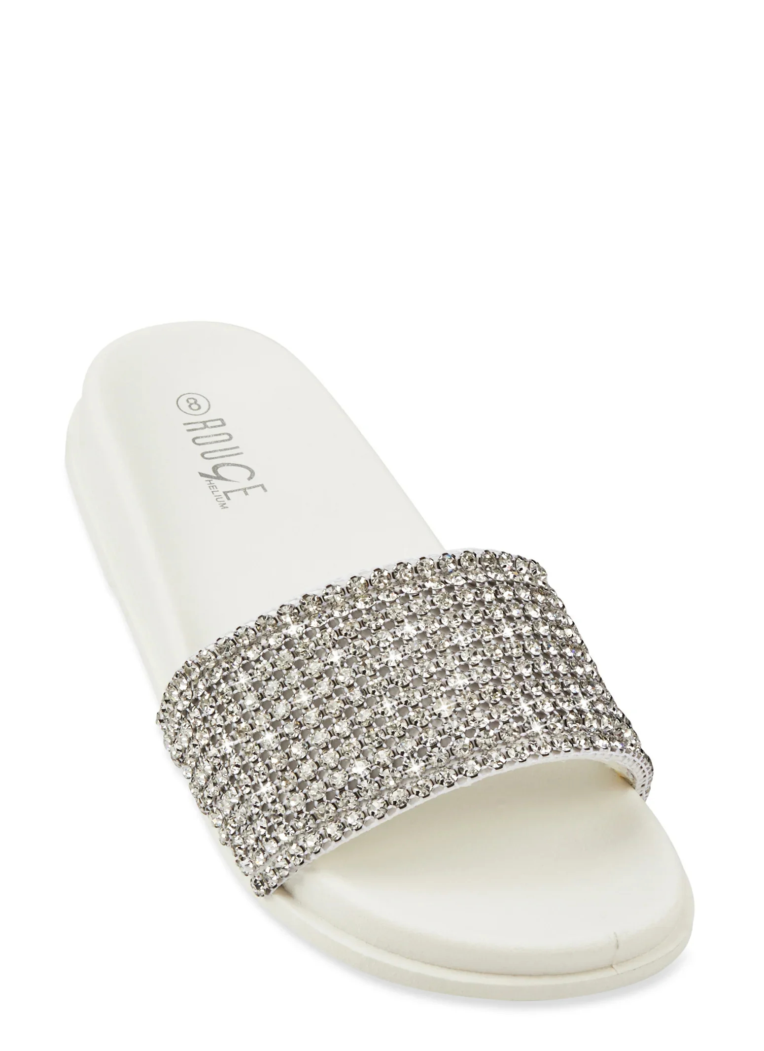 Rhinestone Band Footbed Slide Sandals