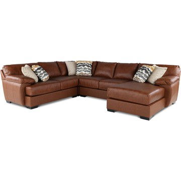 Cody Brown Leather-Match 4 Piece Sectional