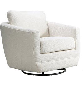 Gogh Boucle White Mid-Century Swivel Glider