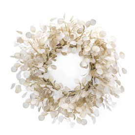 Cream 33 Inch Fabric Silver Dollar Wreath