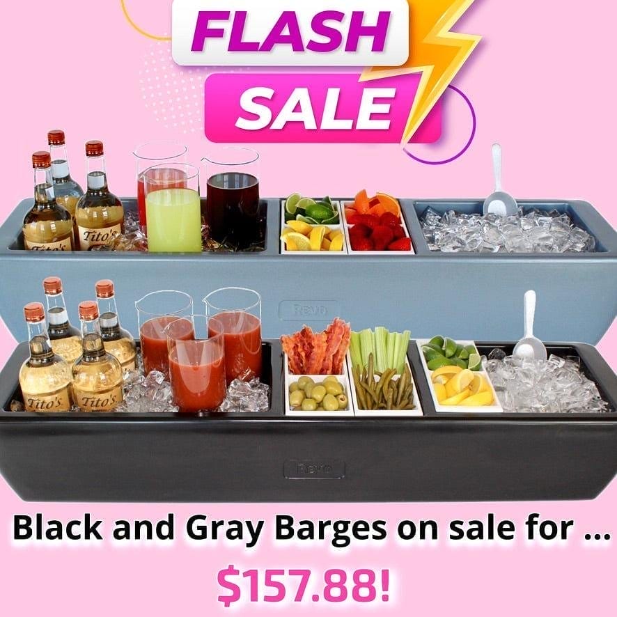 Black and Gray Party Barges on Sale.