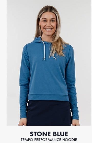 Tempo Performance Hoodie | Heather - Stone Blue/Vintage Blue