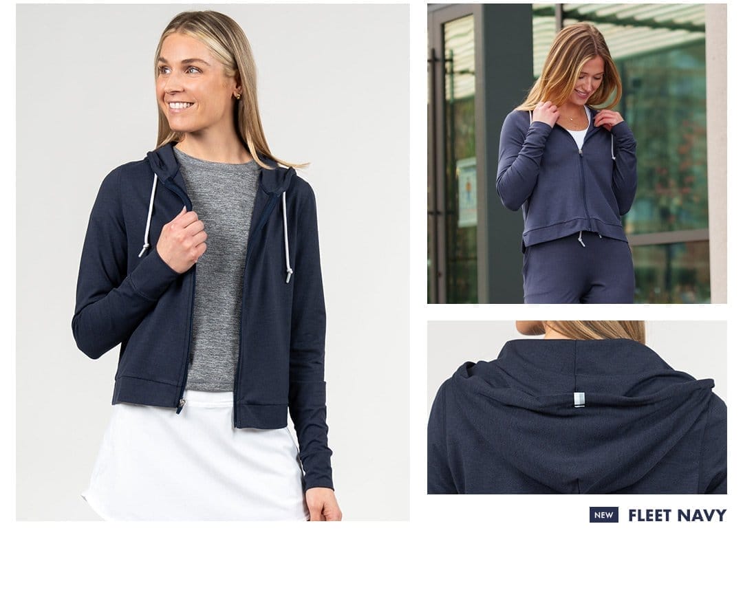 Fleet Navy | Tempo Performance Full-Zip Hoodie