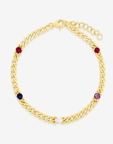 Personalized Curb Chain Birthstone Bracelet