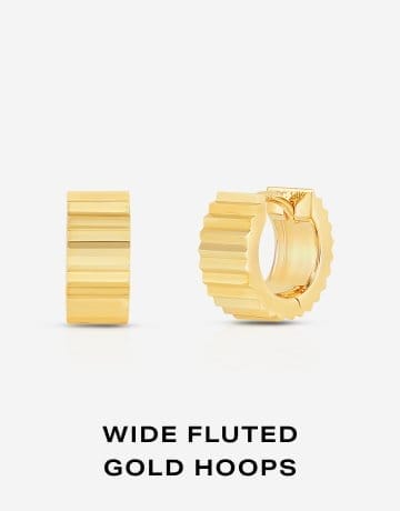 Wide Fluted Gold Hoops