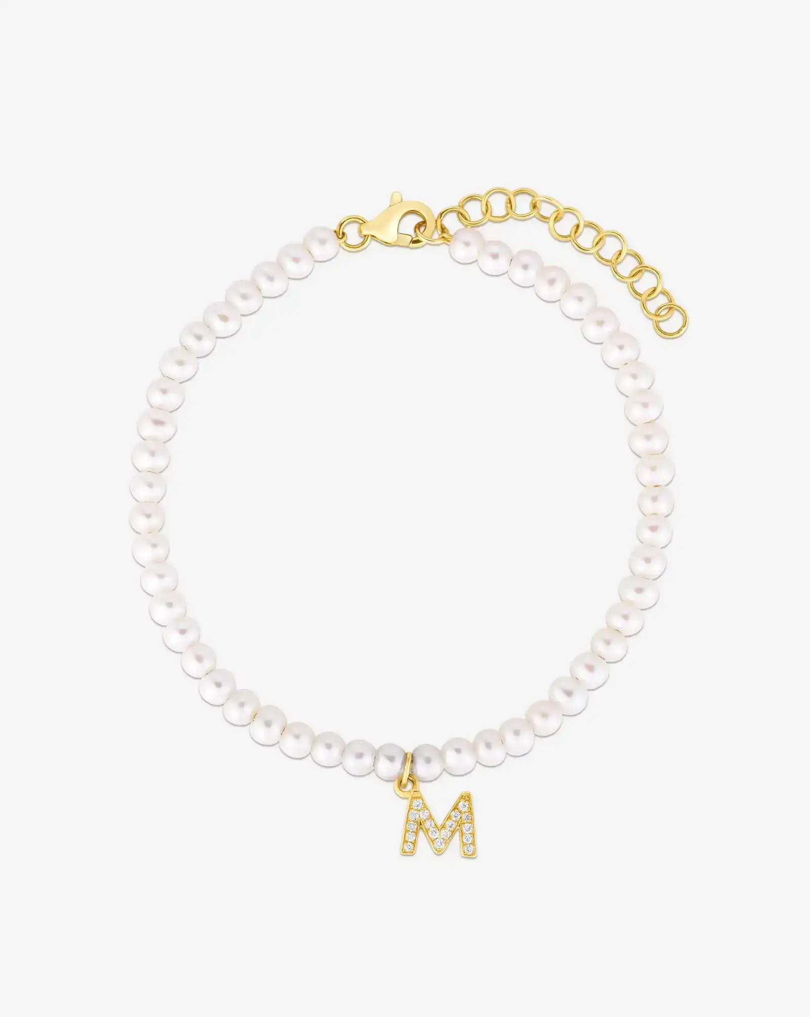 Image of Pearl + Pavé Initial Bracelet